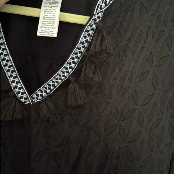 Tommy Bahama Jacquard Tiered Dress with Tassel Trim & Bell Sleeves - Picture 7 of 8